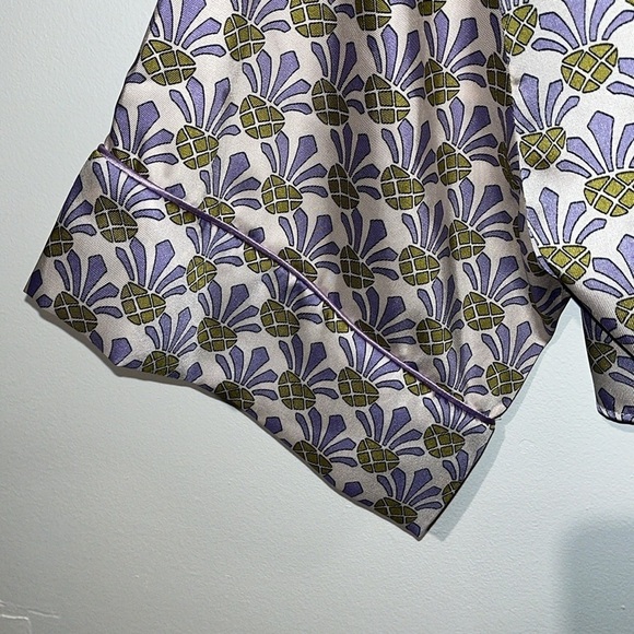 Zara Pineapple Satin Tie Front Top Small - Picture 5 of 9